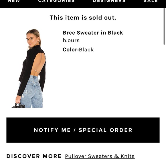 Revolve H:OURS Bree Sweater Open Back Fuzzy Knit Fabric in Black Size Small - Picture 4 of 7